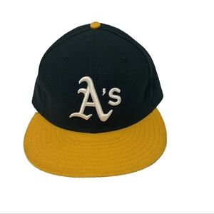 Oakland Athletics A's New Era 59Fifty Fitted 7 1/2 Hat Cap Men MLB Green Yellow